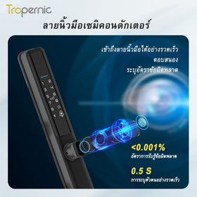 Tropernic F5 TTLOCK ล็อคประตูเลื่อนอัจฉริยะ 5 ใน 1 ล็อคดิจิตอลพร้อมฟังก์ชั่นออด แอป รีโมทปลดล็อคล็อคประตูอลูมิเนียมกันน้ําพร้อมปุ่มล็อคป้องกันอิ