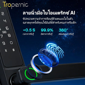 Tropernic F6 TTLOCK ที่ล็อคประตูบานเลื่อน ปลดล็อคระยะไกลผ่าน APP กันน้ำภายนอก มือจับประตูบานเลื่อน สแกนนิ้ว Digital Door Lock สำหรับประตูอลูมิเนียม