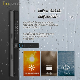 Tropernic F5 TTLOCK ล็อคประตูเลื่อนอัจฉริยะ 5 ใน 1 ล็อคดิจิตอลพร้อมฟังก์ชั่นออด แอป รีโมทปลดล็อคล็อคประตูอลูมิเนียมกันน้ําพร้อมปุ่มล็อคป้องกันอิ