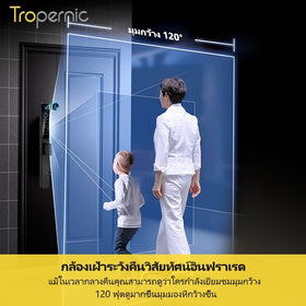 Tropernic Y02 Tuya Digital Door Lock พร้อมกล้องวงจรปิด ลายนิ้วมือกันน้ำล็อคประตูบานเลื่อน ปลดล็อคระยะไกลด้วยแอป สมาร์ทล็อคแบบรหัสสำหรับประตูอลูมิเนียม