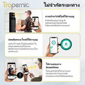 Tropernic V10 กลอนประตูดิจิตอล Digital Door Lock สแกนใบหน้า 3D Tuya WiFi Full Auto กล้อง+จอ 7in1 6068 ส่งจากไทย ประกัน1ปี