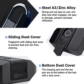 Tropernic 916 TTLOCK Smart Padlock IP67 บลูทูธ กันน้ํา ปลดล็อกด้วยระบบสแกนลายนิ้วมือ พร้อมกุญแจ แบบพกพา ชาร์จ USB สําหรับลิ้นชัก กระเป๋าเดินทาง โกดัง