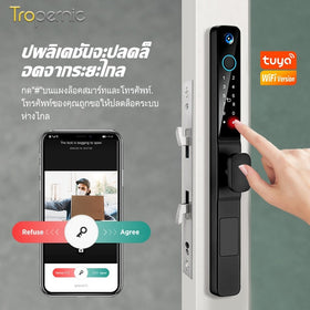 Tropernic Y02 Tuya Digital Door Lock พร้อมกล้องวงจรปิด ลายนิ้วมือกันน้ำล็อคประตูบานเลื่อน ปลดล็อคระยะไกลด้วยแอป สมาร์ทล็อคแบบรหัสสำหรับประตูอลูมิเนียม