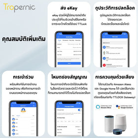 Tropernic K7 สมาร์ทล็อคประตู TTlock App บลูทู ธ ระยะไกลปลดล็อคล็อคประตูดิจิตอลลายนิ้วมือ / แอป / รหัสผ่าน / บัตร IC / กุญแจปลดล็อค