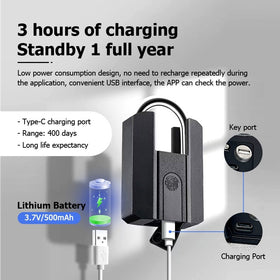 Tropernic 916 TTLOCK Smart Padlock IP67 บลูทูธ กันน้ํา ปลดล็อกด้วยระบบสแกนลายนิ้วมือ พร้อมกุญแจ แบบพกพา ชาร์จ USB สําหรับลิ้นชัก กระเป๋าเดินทาง โกดัง