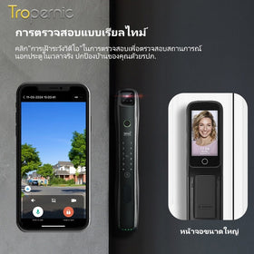 Tropernic N18 ล็อกดิจิทัล Tuya มีระบบวิดีโอสวีเวิลล์ 3D ใบหน้า สนทนาแบบเรียลไทม์ ล็อกประตูอัจฉริยะรักษาความปลอดภัย ปลดล็อกด้วยลายฝ่า มือ ล็อกอิเล็กทรอนิกส์ไทย พร้อม มอร์ทิส 6068