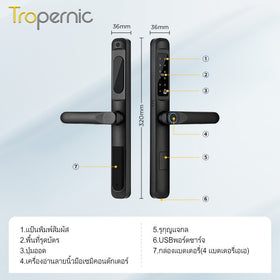 Tropernic A6 TTLOCK Digital Door Lock แอพปลดล็อคระยะไกล ล็อคประตูบานเลื่อนกันน้ำ ล็อคดิจิตอลลายนิ้วมือ Google Home Amazon Alexa