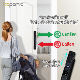 [การจดจำใบหน้า] Tropernic A216 ล ็ อคประตูอัจฉริยะ Tuya พร ้ อมกล ้ องรักษาความปลอดภัยปลดล ็ อินเตอร์คอมสองทาง อคประตูบานเลื ่ อนล ็ อคประตูดิจิตอลอัตโนมัติพร ้ อมออดปลดล ็ อครหัสผ ่ านลายนิ ้ วมือ