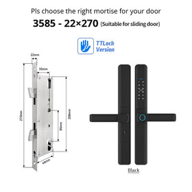 Tropernic F5 TTLOCK ล็อคประตูเลื่อนอัจฉริยะ 5 ใน 1 ล็อคดิจิตอลพร้อมฟังก์ชั่นออด แอป รีโมทปลดล็อคล็อคประตูอลูมิเนียมกันน้ําพร้อมปุ่มล็อคป้องกันอิ