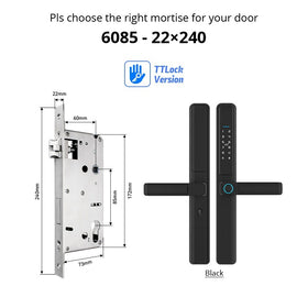 Tropernic F5 TTLOCK ล็อคประตูเลื่อนอัจฉริยะ 5 ใน 1 ล็อคดิจิตอลพร้อมฟังก์ชั่นออด แอป รีโมทปลดล็อคล็อคประตูอลูมิเนียมกันน้ําพร้อมปุ่มล็อคป้องกันอิ